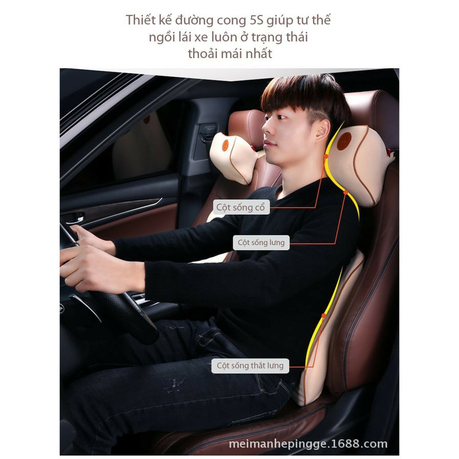 BỘ GỐI TỰA ĐẦU, TỰA LƯNG CAO SU NON CAO CẤP SIÊU ĐÀN HỒI CHO GHẾ Ô TÔ MS : T01