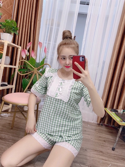 BỘ ĐỒ MẶC NHÀ TIỂU THƯ PHỐI REN SIÊU XINH FORM 40-60kg - Hàng có sẵn | BigBuy360 - bigbuy360.vn