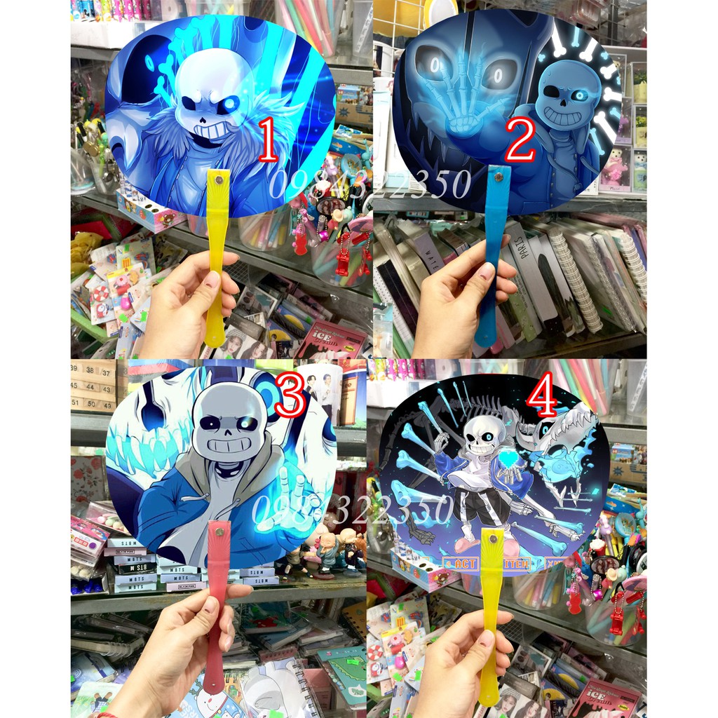 Quạt nhựa sans undertale inksans error sans nhiều mẫu