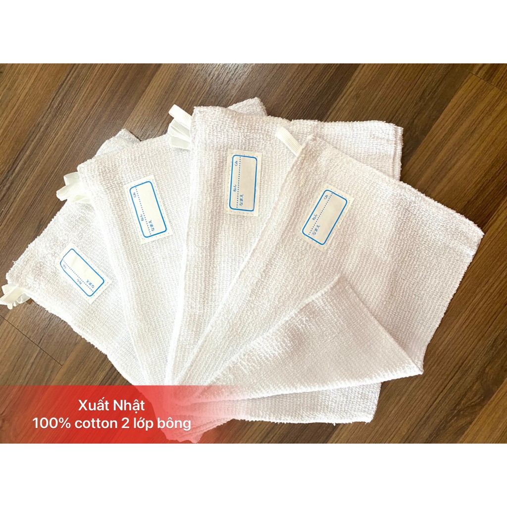 [Xuất dư Nhật] Khăn lau 100% cotton hàng 2 lớp dày dặn, không xổ lông thấm hút tốt KT 20x30cm