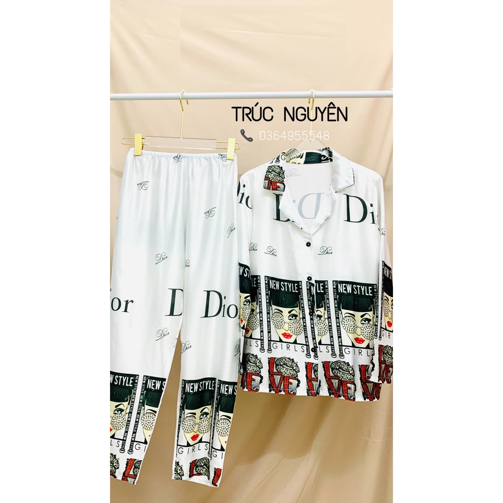 Đồ ngủ mặc nhà PIJAMA hình môi lụa Latin Pháp thiết kế cao cấp áo tay ngắn tay dài,quần dài