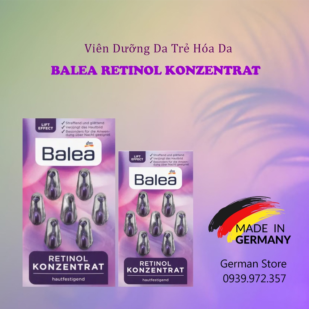 VIÊN DƯỠNG DA TRẺ HÓA DA  BALEA RETINOL KONZENTRAT , 7 Viên nang