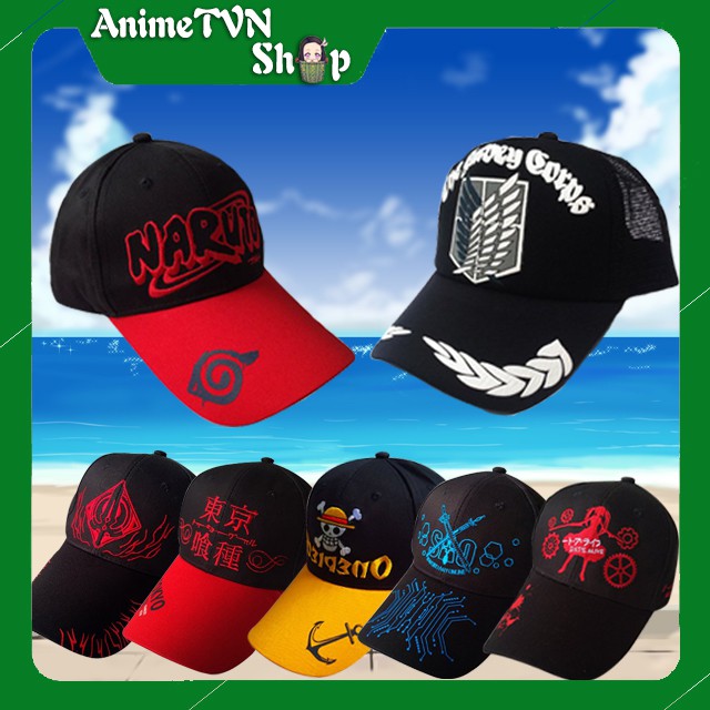 Mũ lưỡi trai, Nón kết nam nữ thêu hình anime manga (Naruto, SAO, One Piece, Fate, Toyo Ghoul, Date a Live) Free Size