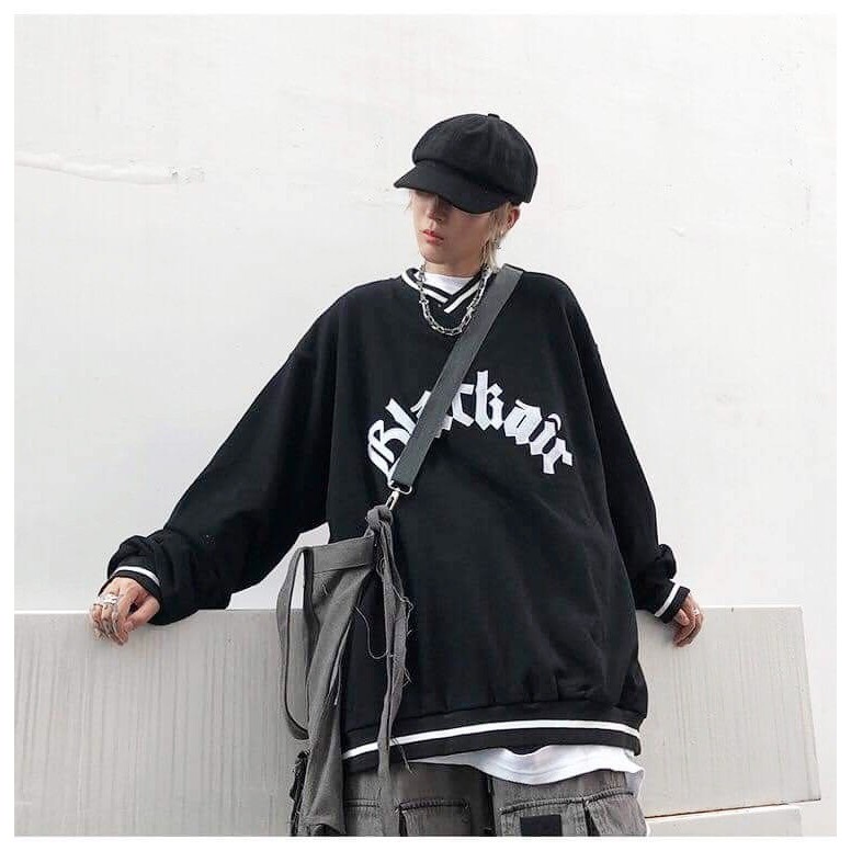 ÁO SWEATER NỈ BLACKAIR CỔ V VIỀN CỔ UNISEX VÀNG XANH ĐEN - ÁO NỈ TÀU BLACK AIR NAM NỮ ULZZANG THU ĐÔNG 2020