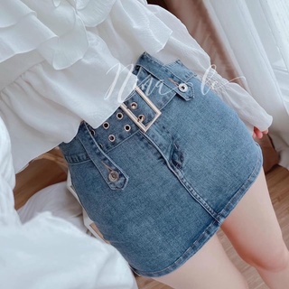 Chân váy jeans kèm đai có lót quần trong