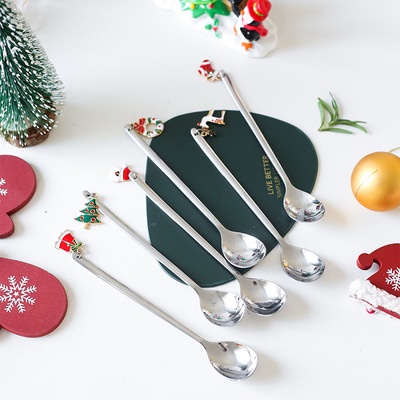 Muỗng cà phê inox Giáng Sinh dễ thương, thìa cà phê inox 304 hoạ tiết trang trí decor bàn ăn – NACUSO