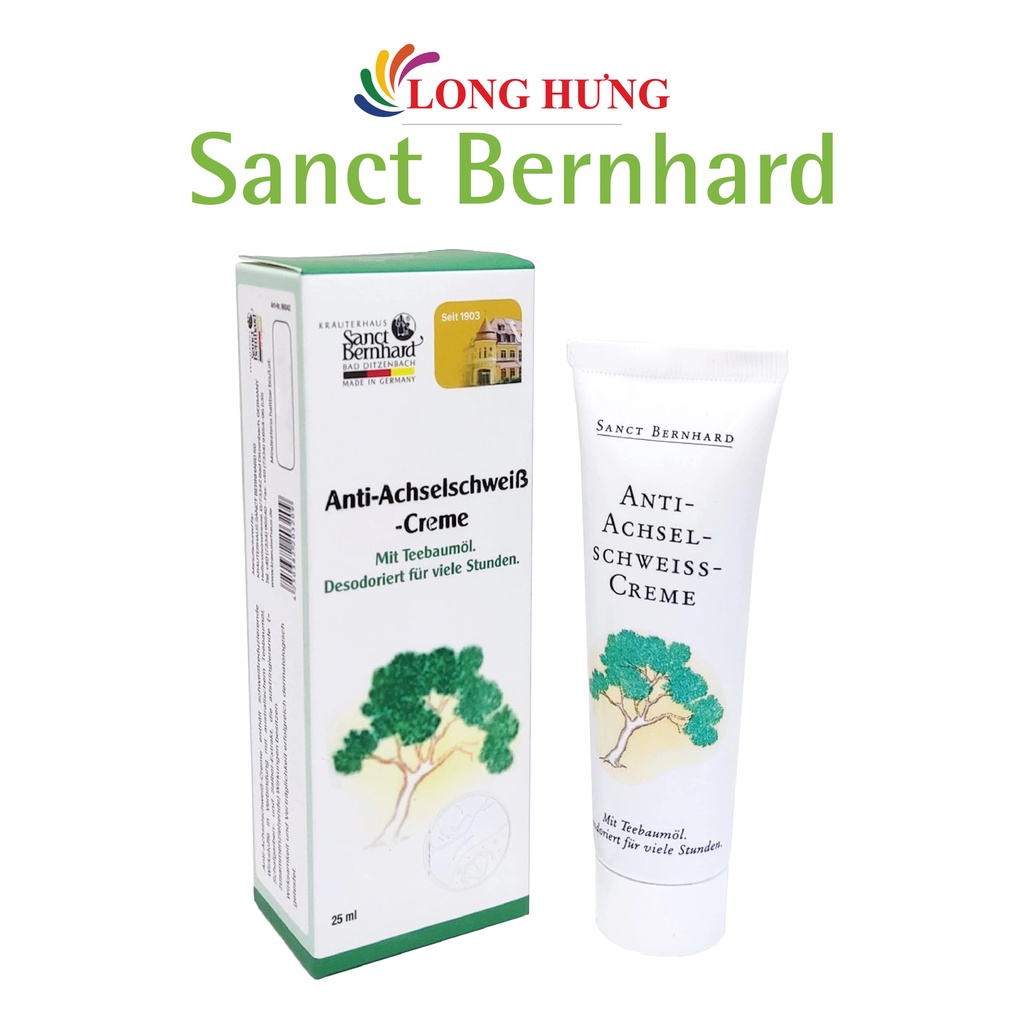 Kem khử mùi cơ thể Sanct Bernhard Anti-AchselschweiB-Creme chiết xuất tinh dầu tràm trà (25ml/100ml)