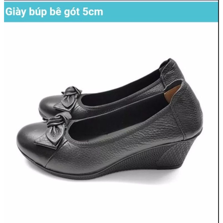 Giày búp bê da đế độn 5f