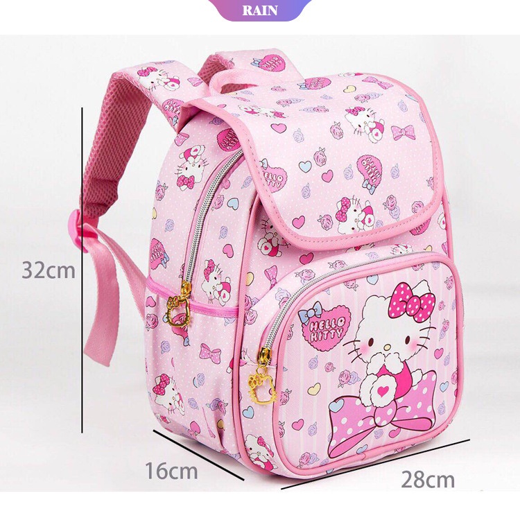Ba Lô Da PU Nắp Lật Khóa Kéo Siêu Nhẹ Chống Thấm Nước Họa Tiết Cinnamoroll Kuromi My Melody Hoạt Hình Sanrio Cho Bé Gái [RAIN]