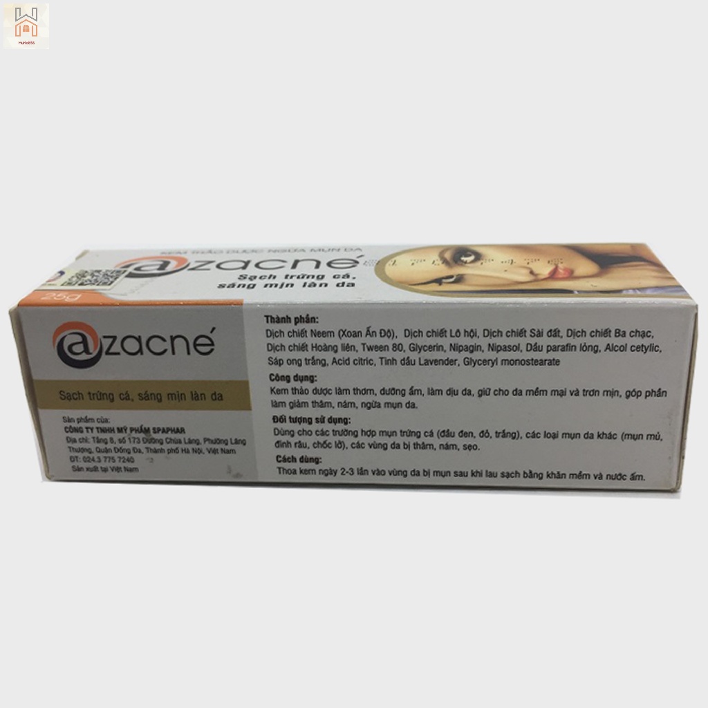 Azacné - Kem Bôi Thảo Dược Giúp Làn Da Sáng Mịn - Tuýp 25g Azacne
