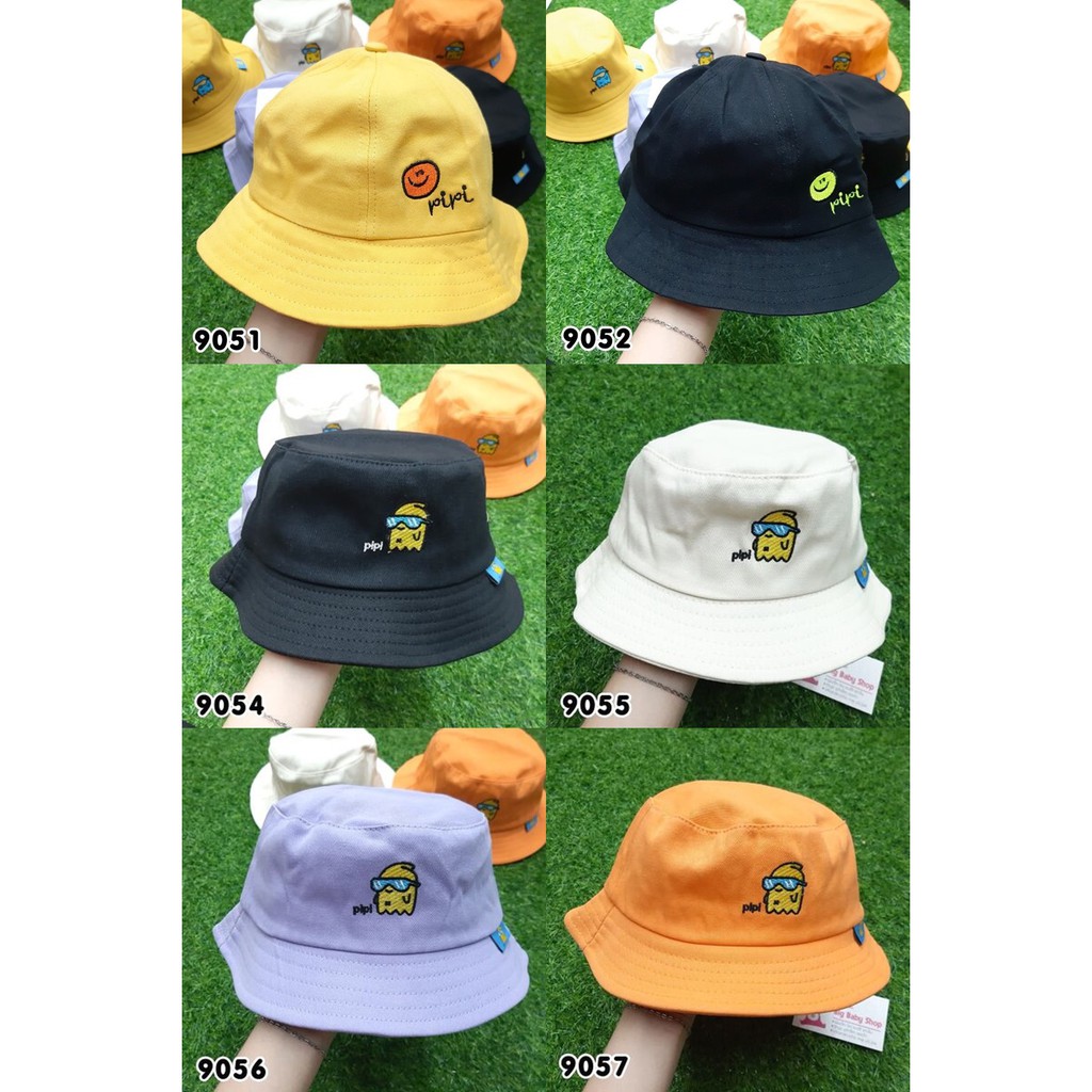 Nón vành nhiều màu hình thêu hoạt hình dễ thương, bé trai bé gái đều mang được * Size 5-8T