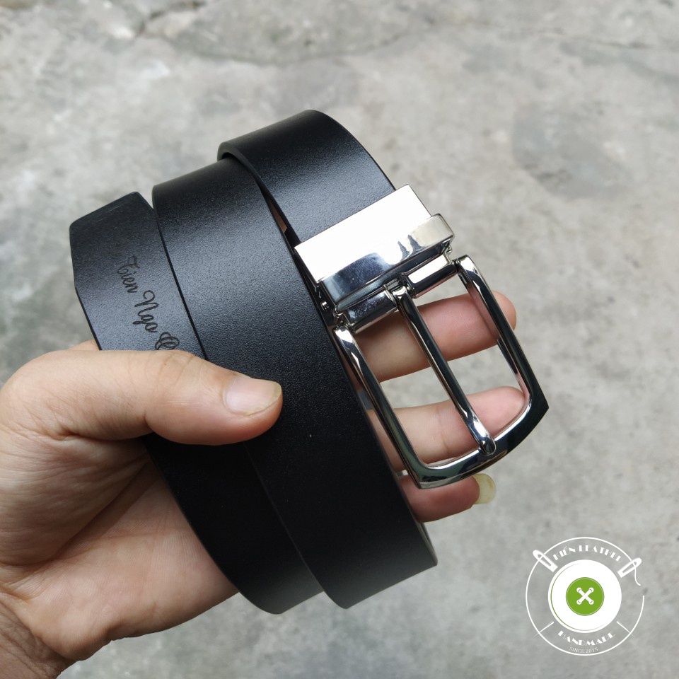 Dây lưng nam da bò thật 100%, Loại da bò dày 1 lớp siêu bền, Full hộp