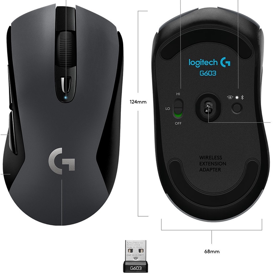 Chuột Chơi Game Bluetooth Không Dây Logitech G603 Lightspeed - Hàng Chính Hãng Bảo Hành 3 Năm