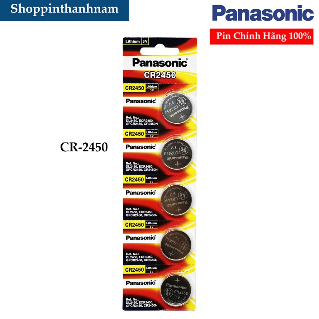 Pin CR2450 Panasonic lithium 3V vỉ 5 viên chính hãng