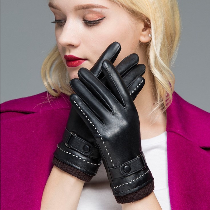Găng tay nữ mùa đông chống rét giữ ấm XUXI chất liệu da cao cấp chống lạnh tốt