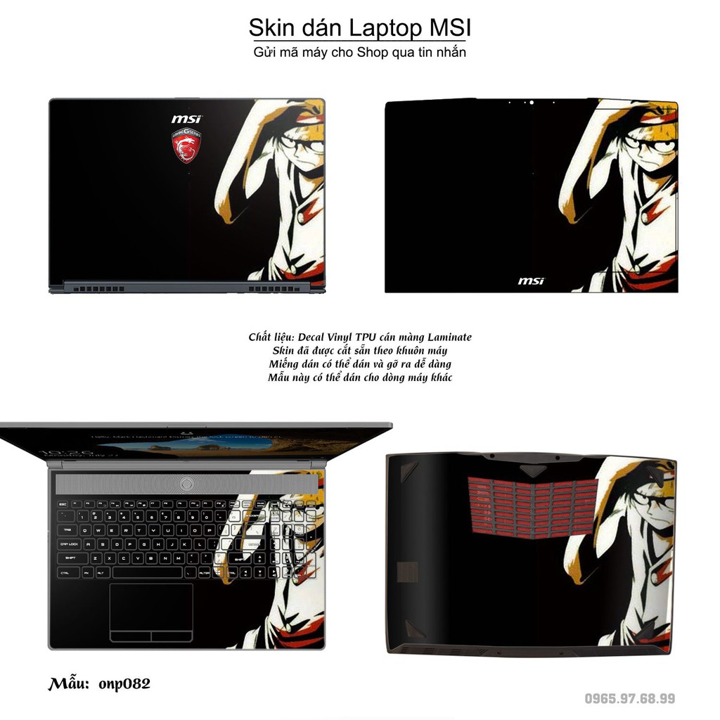 Skin dán Laptop MSI in hình One Piece _nhiều mẫu 7 (inbox mã máy cho Shop)