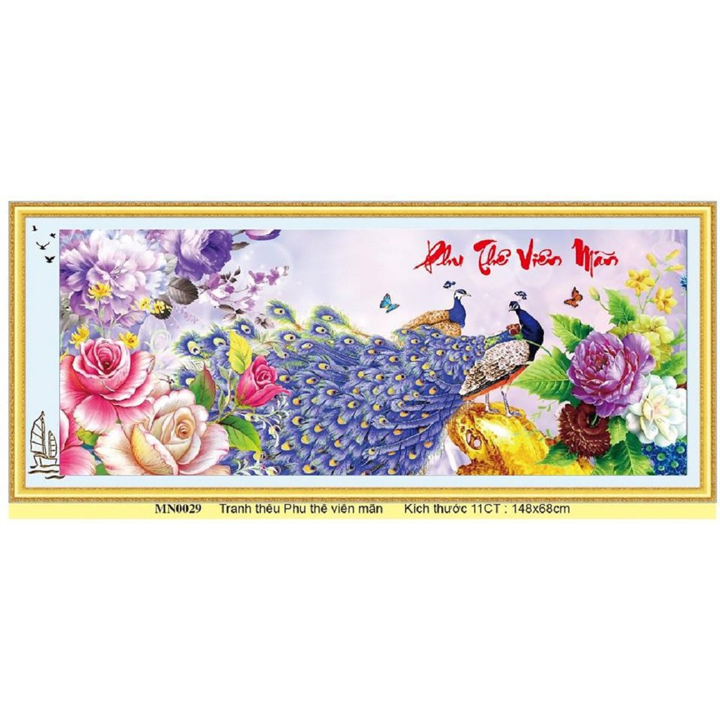 Tranh thêu chữ thập Phu thê viên mãn MN0030