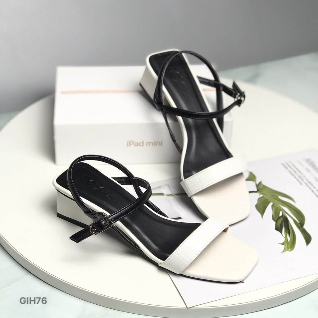 Sandal nữ BQ ❤️FREESHIP❤️ Giày quai hậu cao gót phối quai màu sắc trẻ trung gót vuông 5cm GIH76