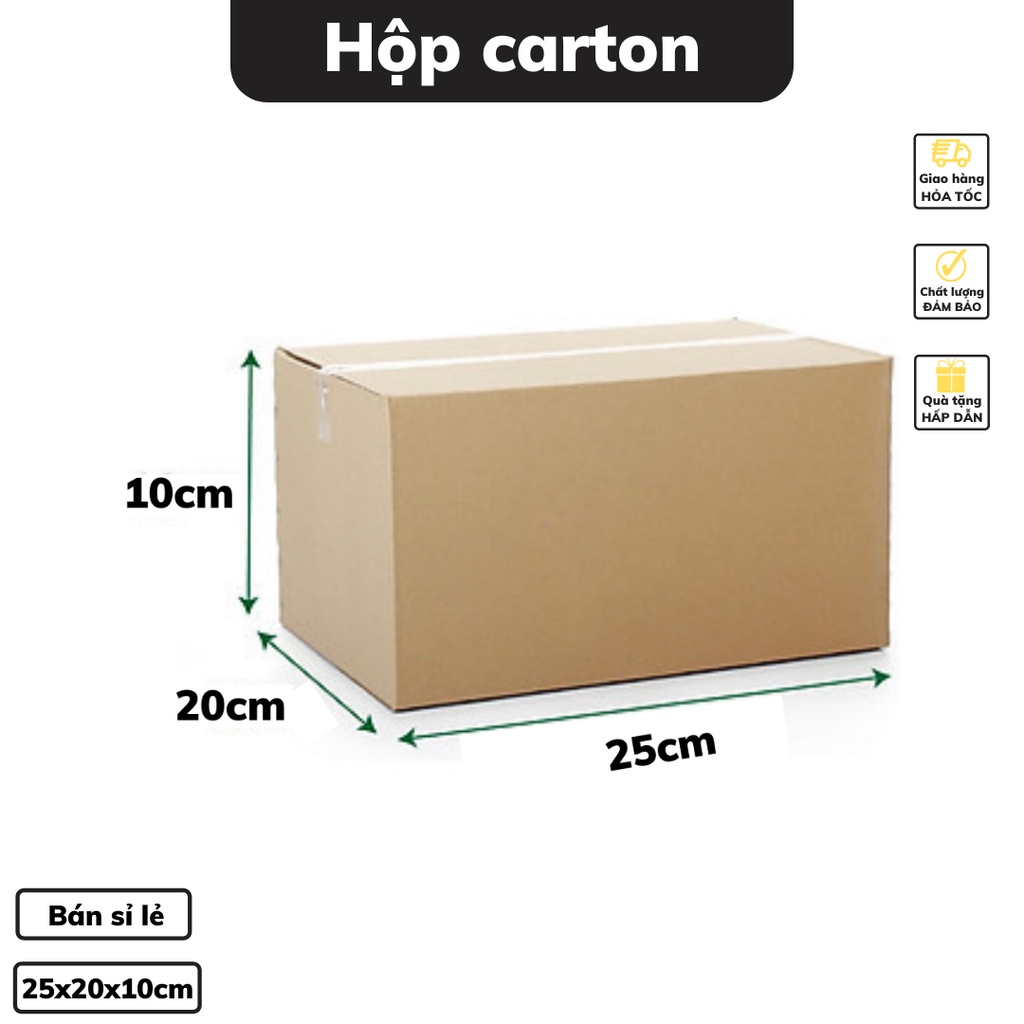 Hộp carton đóng hàng 25 x 20 x 10 cm thùng carton 3 lớp dày dặn chắc chắn có bán sỉ lẻ nhiều kích thước