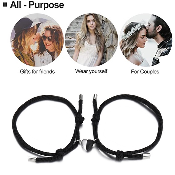 [Mới] Vòng Tay Dây Bện Màu Trắng Đen Từ Tính Có Thể Điều Chỉnh Dành Cho Cặp Đôi / Quà Tặng Kỳ Nghỉ