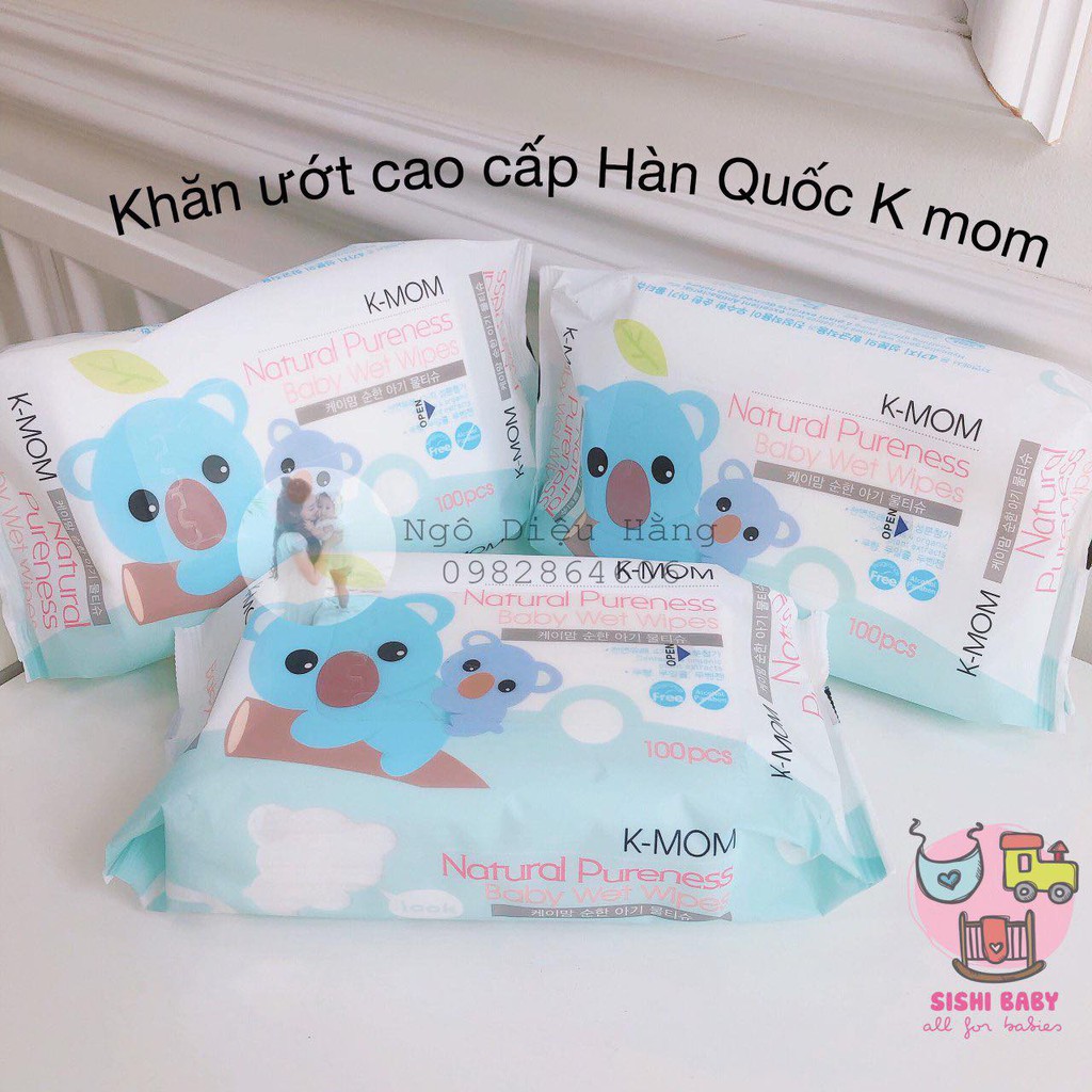 Khăn ướt/ Giấy ướt cao cấp K-mom Hàn Quốc (100 tờ)/(30 tờ) [KH vui lòg ko chọn ĐVVC ShopeeExpress vì 1 thágmớinhận hàg]