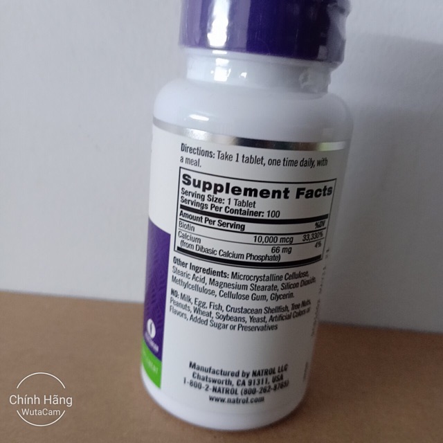 Viên uống Natrol Biotin 1000Mcg Của Mỹ 100 viên