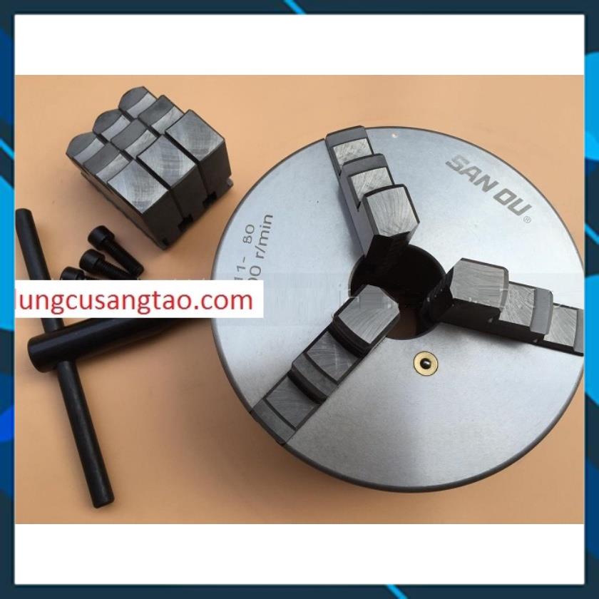 Đầu kẹp 3 chấu K11-80 / Mâm cập máy tiện mini loại 3 chấu Phi D80mm  cao cấp