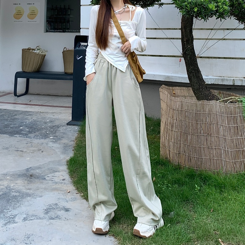 Quần dài SUXI lưng cao ống rộng phong cách Hàn Quốc cho nữ