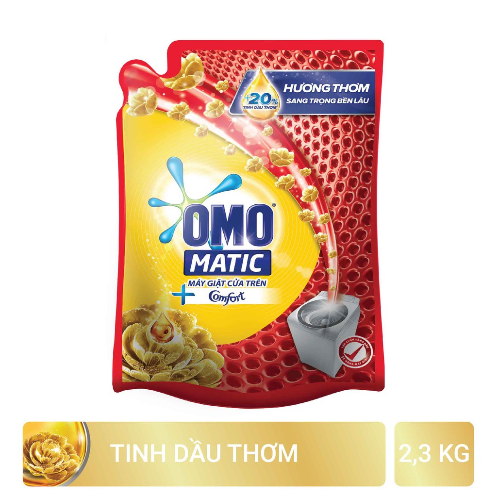 Nước giặt OMO Matic Comfort Tinh dầu thơm 2.3KG (Túi)