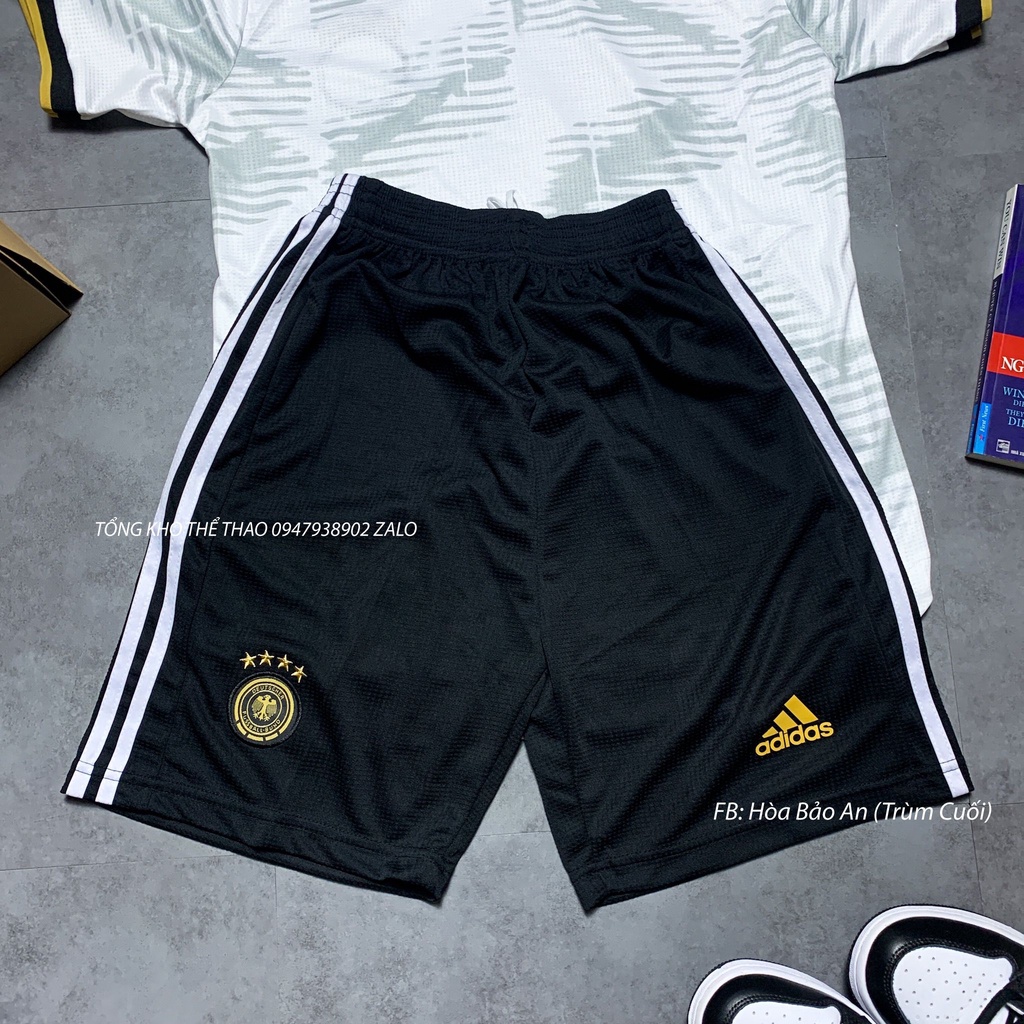 Set Bộ Thể Thao Nam Quần Áo Đá Banh Đội Tuyển Đức 2023 Áo Trắng Quần Đen vải gai thái
