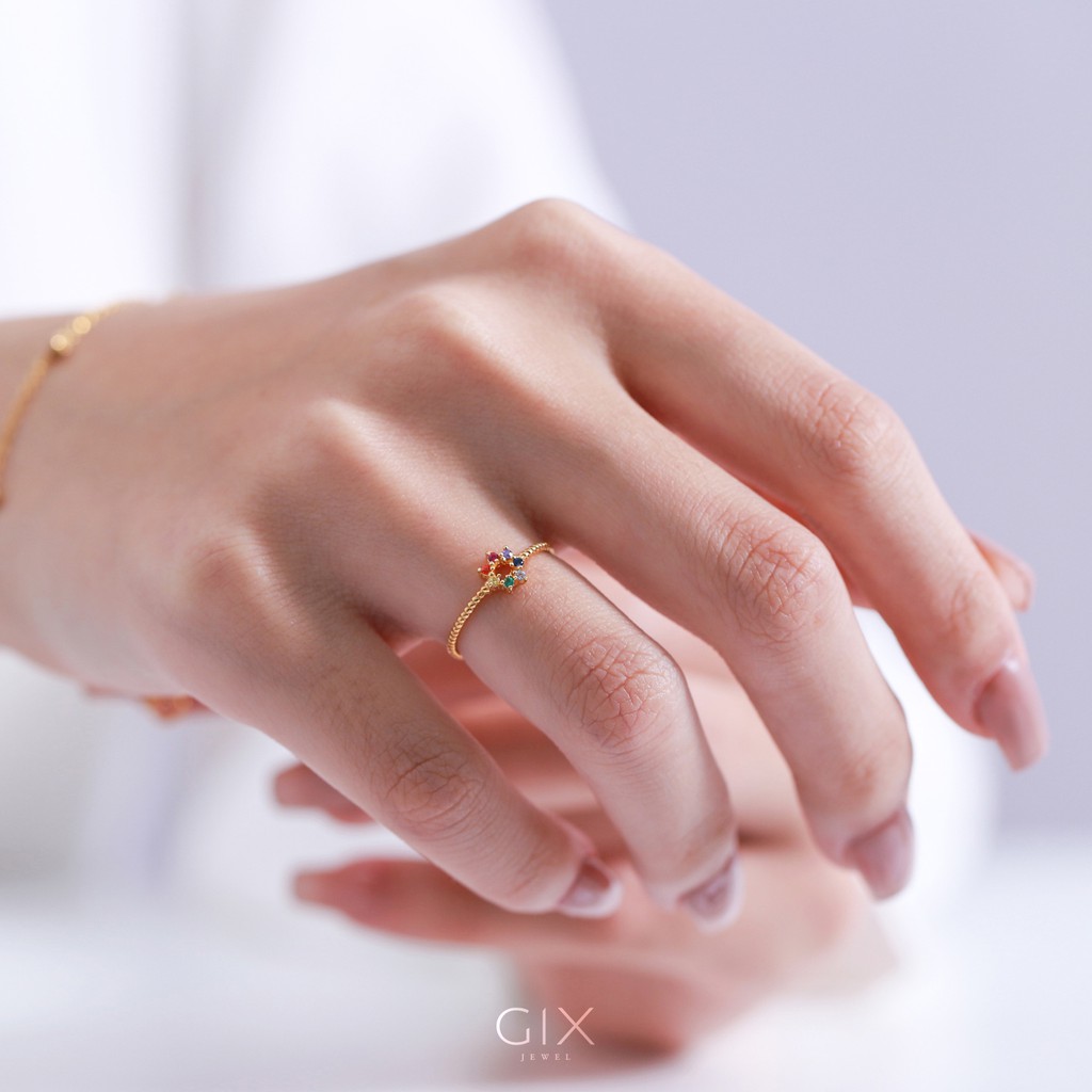 Nhẫn bạc nữ 925 mạ vàng cầu vồng hoa Gix Jewel SPGN59