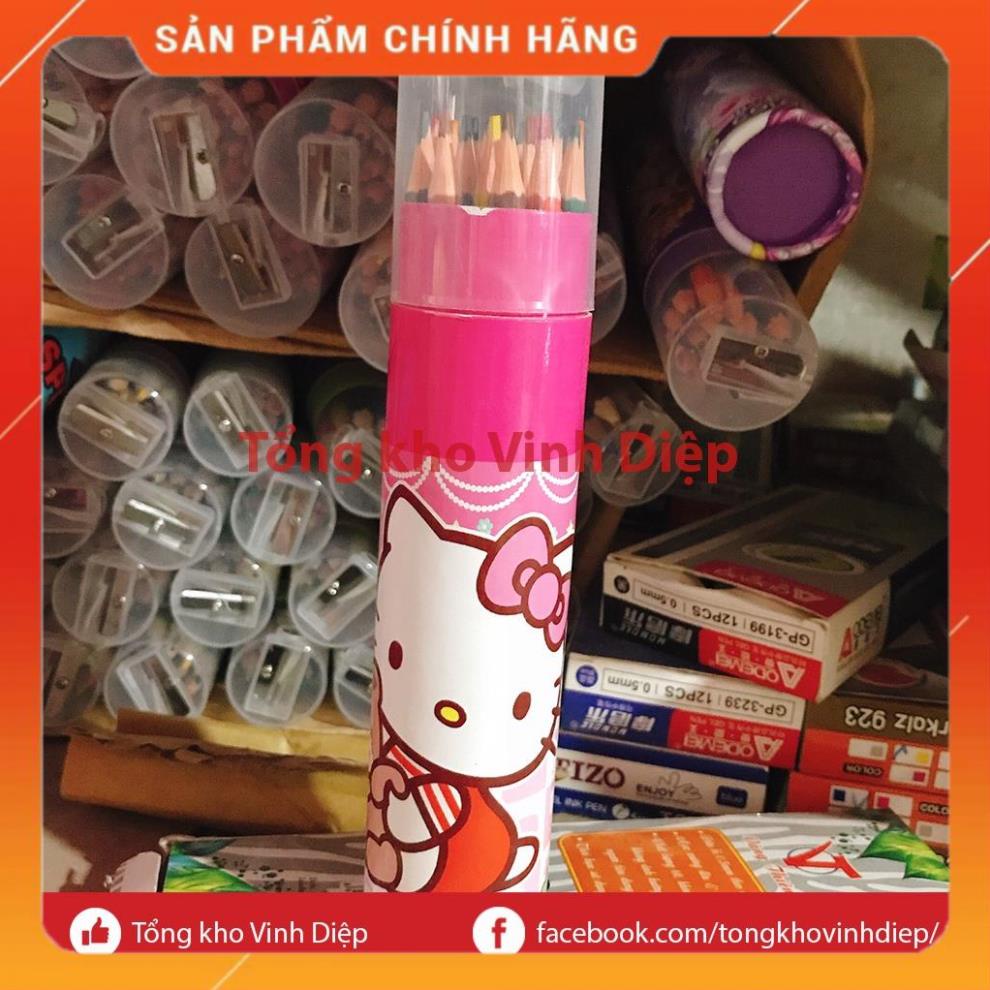 Lọ bút chì màu 12 - 18 màu, hộp bút chì màu 12 18 cây, nắp kèm chuốt gọt bút