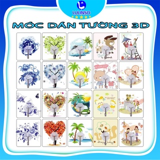 Combo 05 Móc dán tường họa tiết 3D siêu chịu lực LULINSO