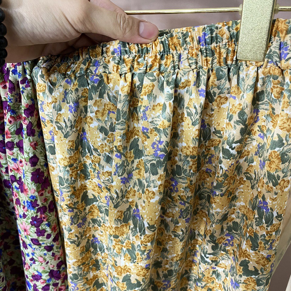 Chân váy vintage - chân váy dài hoa nhí cạp cao chun sau vải voan nhật - chân váy dài hoa nhiều màu CV18 | BigBuy360 - bigbuy360.vn