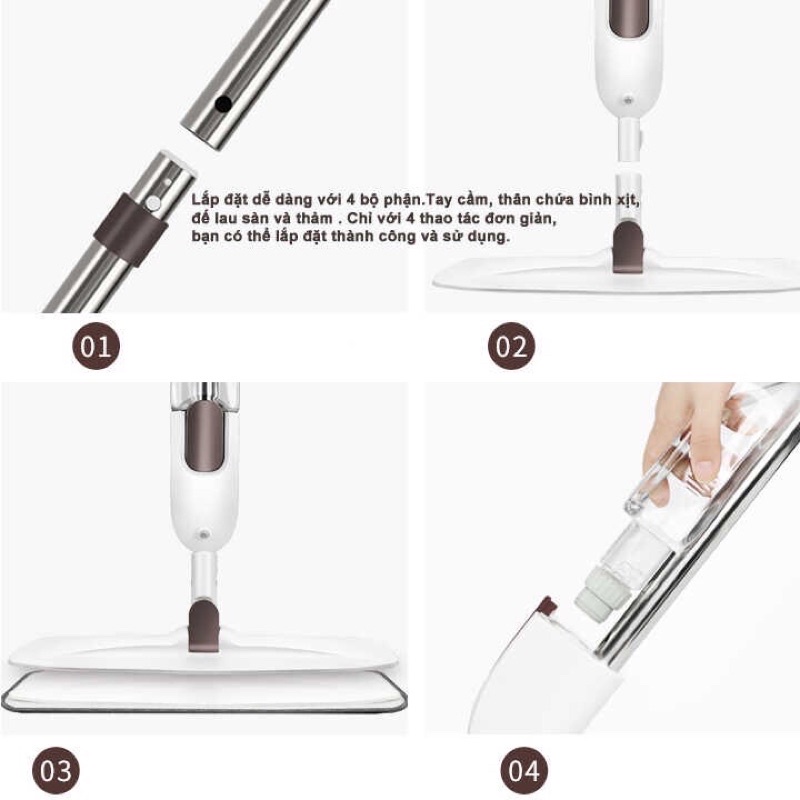 Chổi Lau Nhà Phun Sương Xoay 360 Độ , Cây Lau Nhà Thông Minh Phun Sương _ Tee &amp; Mee ô
