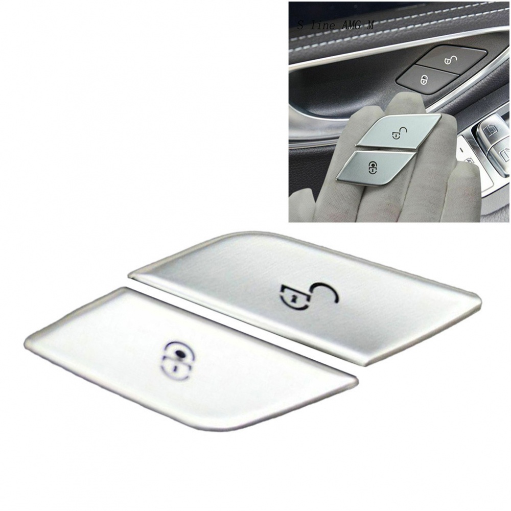 Miếng Dán Nút Bấm Màu Bạc W205 W213 Cho Xe Benz Mercedes