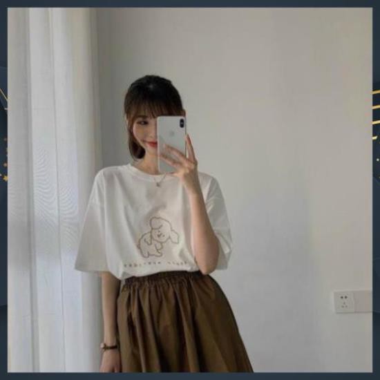 [free ship] Set Bộ Áo Thun Mix  Chân Váy Nâu Cạp Chun Hàng QC Loại 1 | BigBuy360 - bigbuy360.vn