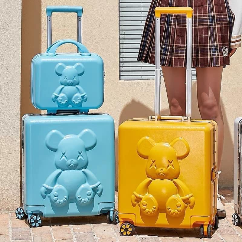 Vali khung nhôm hoạ tiết vịt dễ thương  khóa sập cao cấp chống vỡ, chống trộm size 20 inch 24 inch