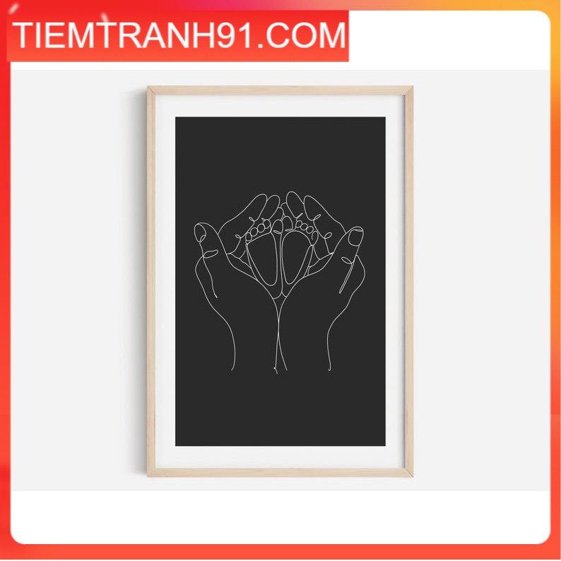 Tranh treo tường | Line art-Baby Feet Print, Fine Line Print Set 10 , tranh canvas giá rẻ