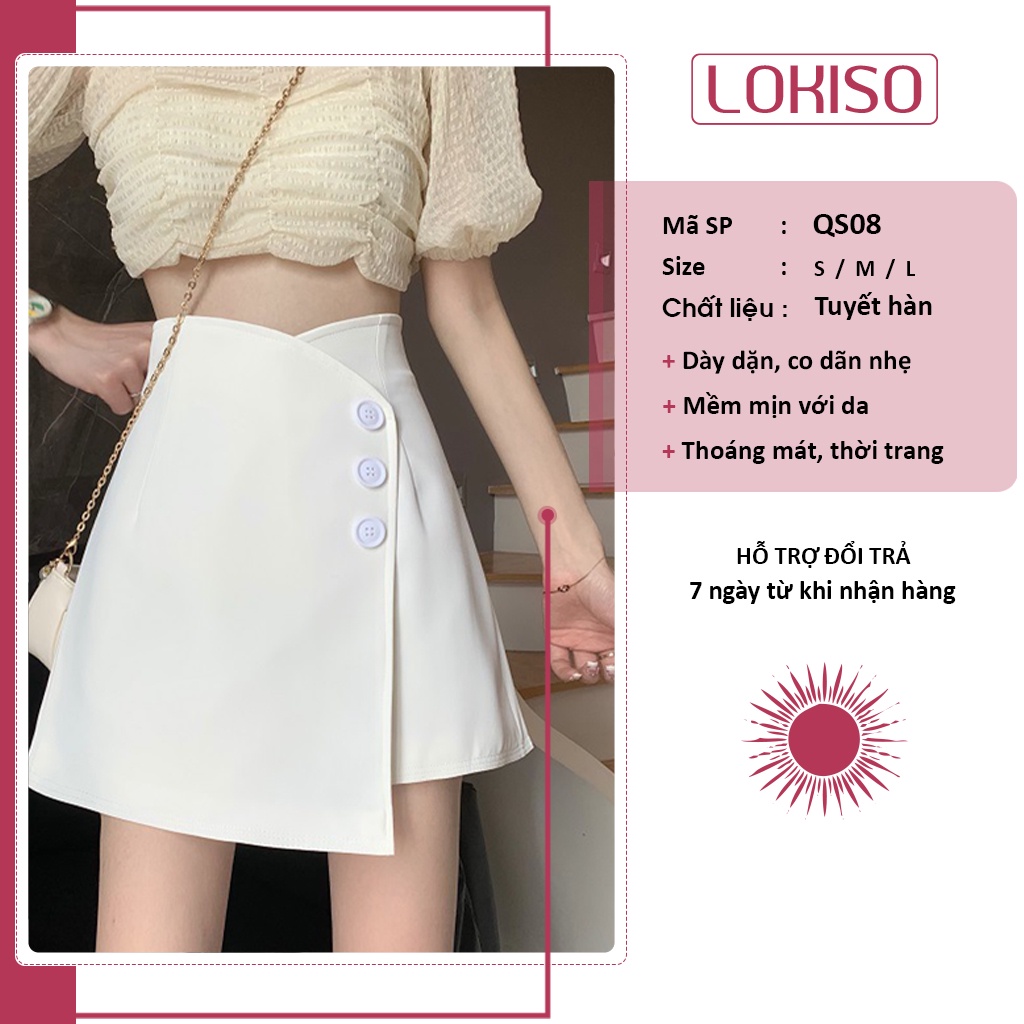 Quần short nữ lưng cao ống rộng giả váy đẹp công sở ulzzang LOKISO QS08