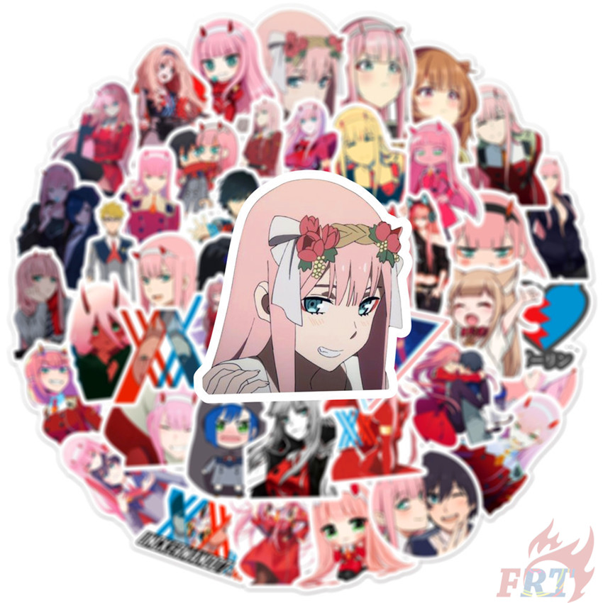 Set 50 miếng dán trang trí chống nước hình hoạt hình  DARLING in the FRANXX thời trang DIY
