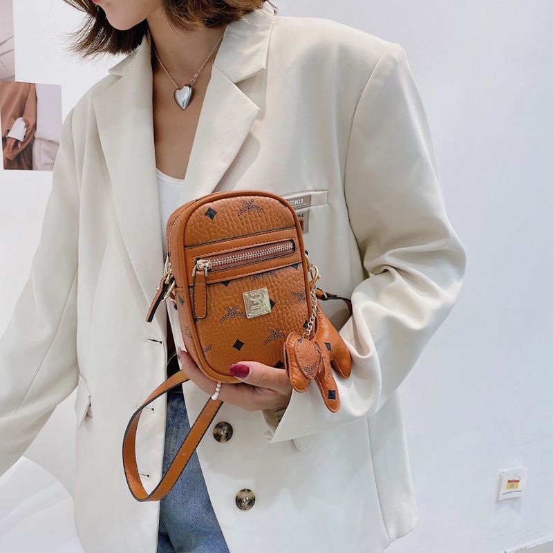 Túi IELGY đeo chéo dáng vuông nhỏ in họa tiết thời trang Hàn Quốc