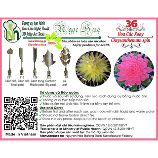 Dụng cụ làm thạch rau câu 3D Ngọc Huệ (bộ 5 kim số 36 - hoa cúc xoay)