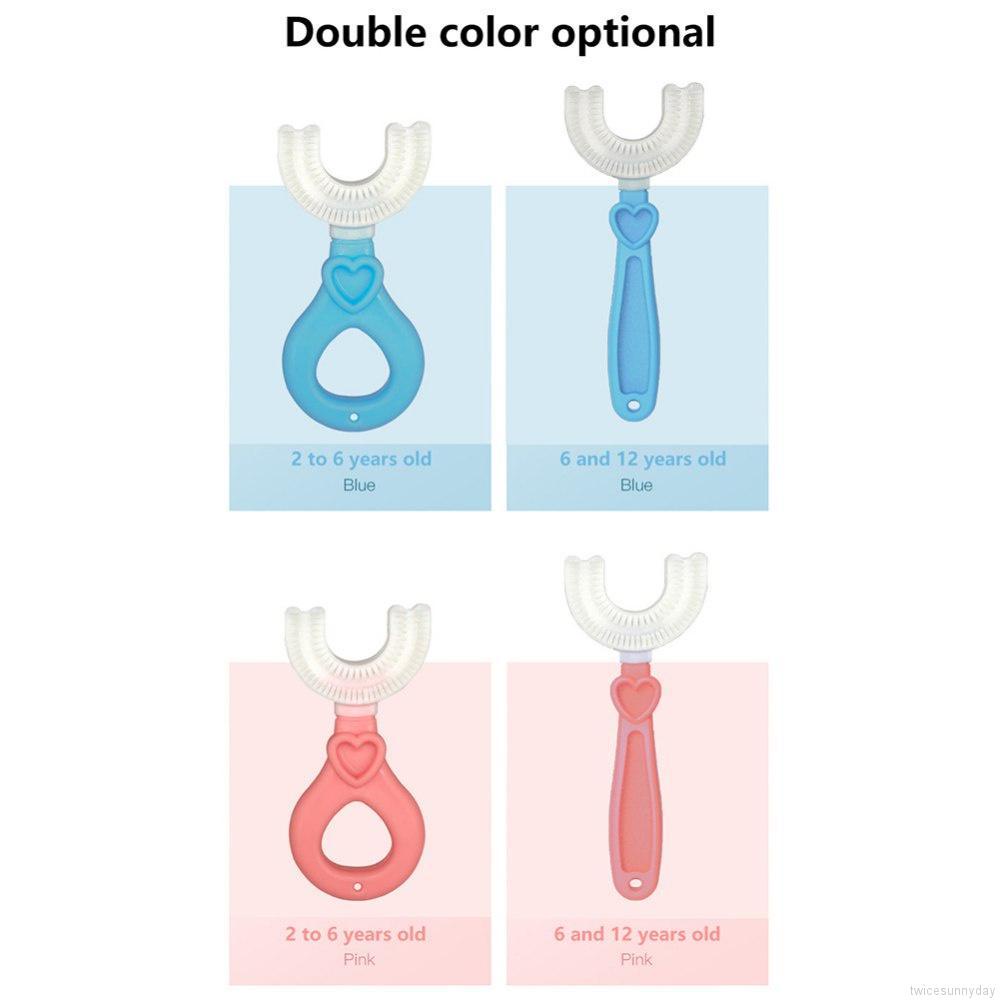 [Hàng mới về] Bàn chải đánh răng silicon hình chữ u cho bé 2-12 tuổi