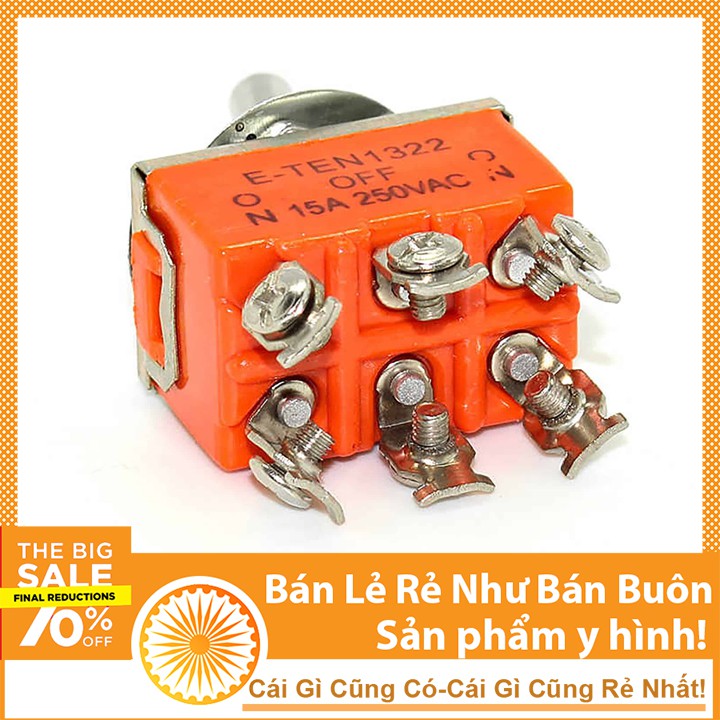 Công Tắc Gạt Đôi E-TEN 1322 15A/250V 3 Chế Độ ON-OFF-ON 6P