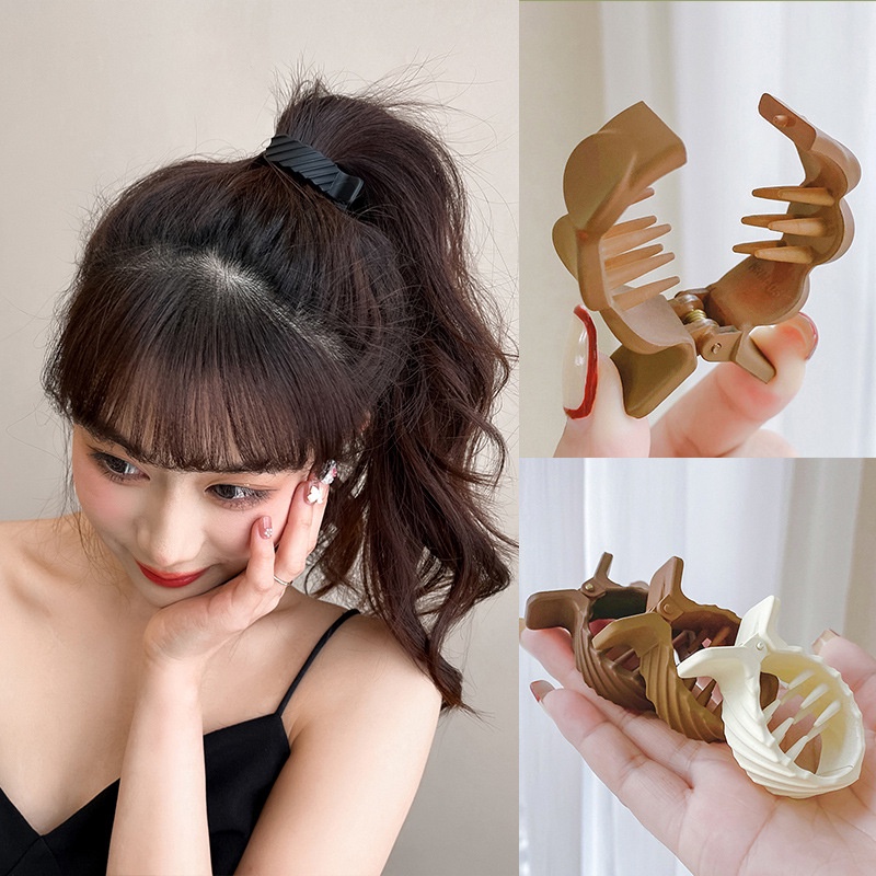 Haimeikang Kẹp tóc kiểu cá nhỏ màu trơn phủ sương thời trang Hàn Quốc cho nữ