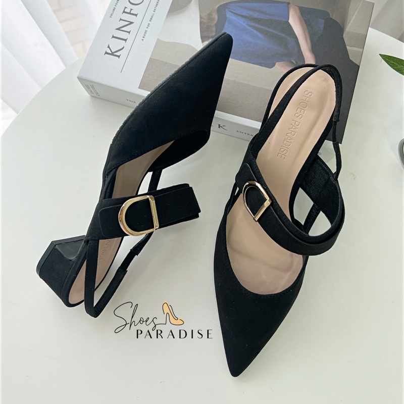 Giày cao gót bít mũi nữ 3p giày đẹp mũi nhọn khóa SHOES PARADISE BBXK19