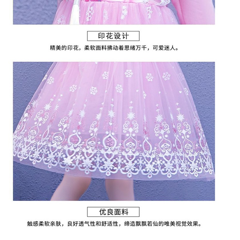 Đầm Thun Dài Tay In Hình Elsa Phong Cách Hàn Quốc Thời Trang Cho Bé Gái