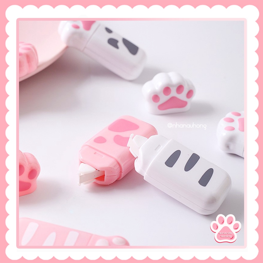 Bút Tẩy Xoá Kéo Hình Chân Mèo Hãng Twingo Mini Dễ Thương Cute - Nhà Nâu Hồng