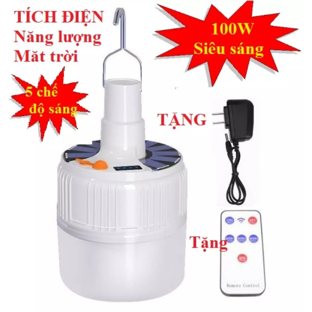 Đèn Tích Điện (LOẠI 1) LOẠI TO 42 LED , Có  Điều Khiển Từ Xa và Có Tấm Năng Lượng Mặt Trời